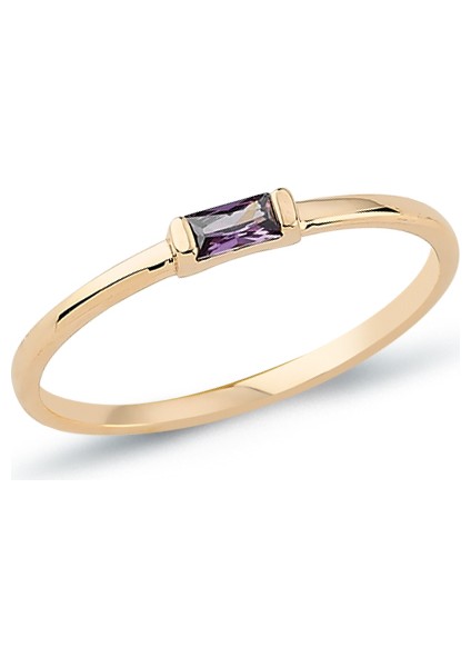 14 Ayar Baget Taşlı Minimal Kadın Altın Yüzük