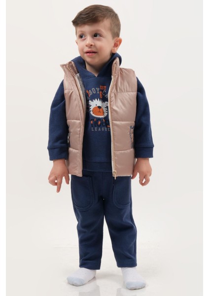 Kaplan Desenli Şişme Yelekli Erkek Bebek Takımı – Renkli Seçenekler (9-18 Ay)