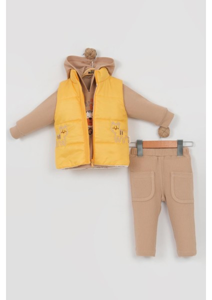 Kaplan Desenli Şişme Yelekli Erkek Bebek Takımı – Renkli Seçenekler (9-18 Ay)