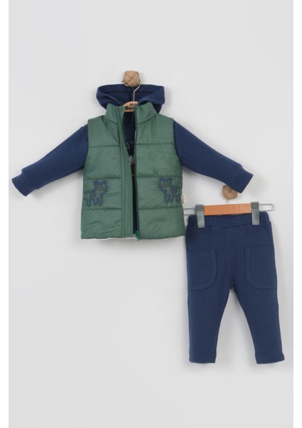 Kaplan Desenli Şişme Yelekli Erkek Bebek Takımı – Renkli Seçenekler (9-18 Ay)