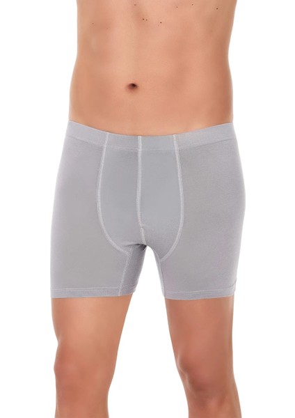 Erkek Gri Tekli Bambu Likralı Boxer