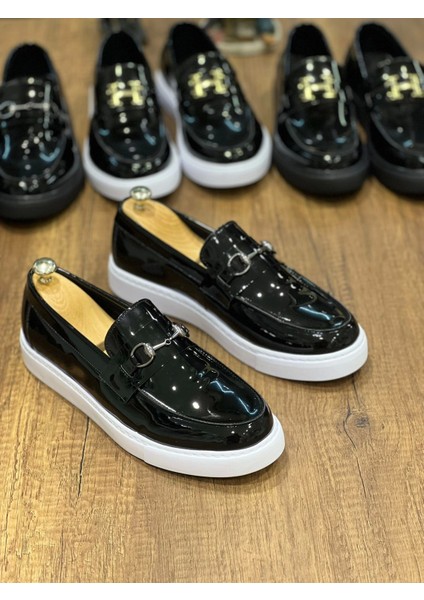 Kb-027 Kuback Bağcıksız Siyah Rugan G Günlük Erkek Ayakkabı