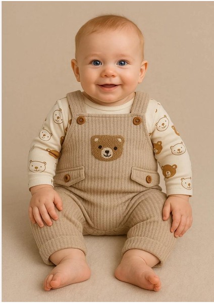 Ayıcık Nakışlı Bebek Tulum Çorap Hediyeli %100 Pamuk