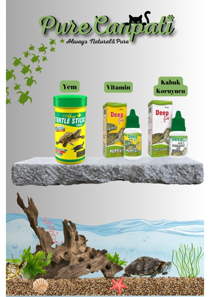 Kaplumbağa Stick Yem Ve Bakım Seti(Vitamin,Kabuk Koruyucu)