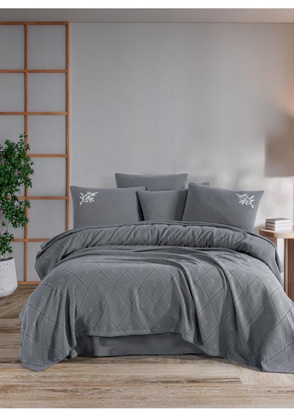 Pamuklu Beğenal Premium Çift Kişilik Nakışlı Pike Takımı