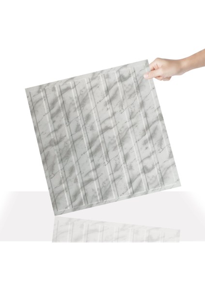 Kendinden Yapışkanlı 3D Kabartmalı Pvc Duvar Paneli Mermer Lambiri Desen 41x41 Cm/ 6 Adet /1 M²