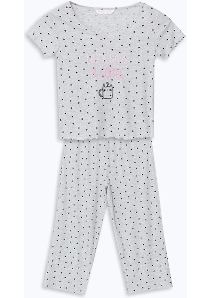 Lcw Dream V Yaka Desenli Kadın Kaprili Pijama Takımı (S5) indirimleri