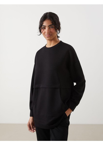Lcw Modest Bisiklet Yaka Oversize Kadın Sweatshirt Tunik (S5)