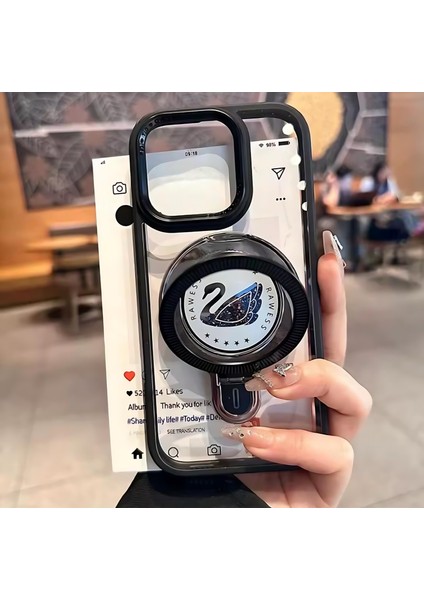 Apple iPhone 13 Uyumlu Magsafe ve Stand Özellikli Swan Silikon Kılıf