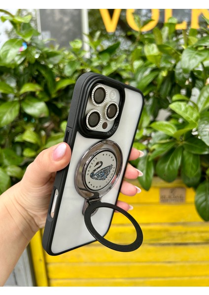 Apple iPhone 13 Uyumlu Magsafe ve Stand Özellikli Swan Silikon Kılıf