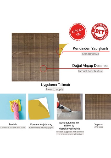 Kendinden Yapışkanlı 3D Kabartmalı Pvc Duvar Paneli Antik Lambiri Desen 41x41 Cm/ 6 Adet /1 M²