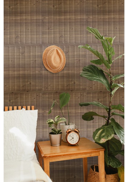 Kendinden Yapışkanlı 3D Kabartmalı Pvc Duvar Paneli Antik Lambiri Desen 41x41 Cm/ 6 Adet /1 M²