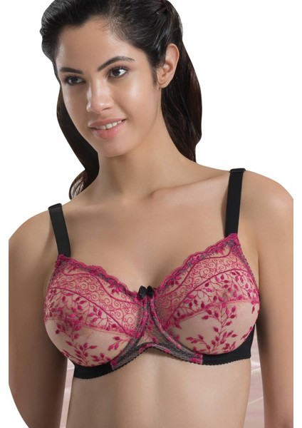 Miraxx Siyah Bordo Mı Emay 148 D Balenli Toparlayıcı Sütyen