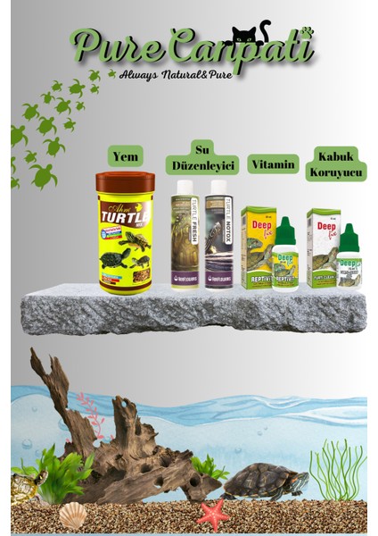 Kaplumbağa Tam Bakım Ve Mix Yem Seti(Vitamin,Kabuk Koruyucu,Su Düzenleyici) fiyatları