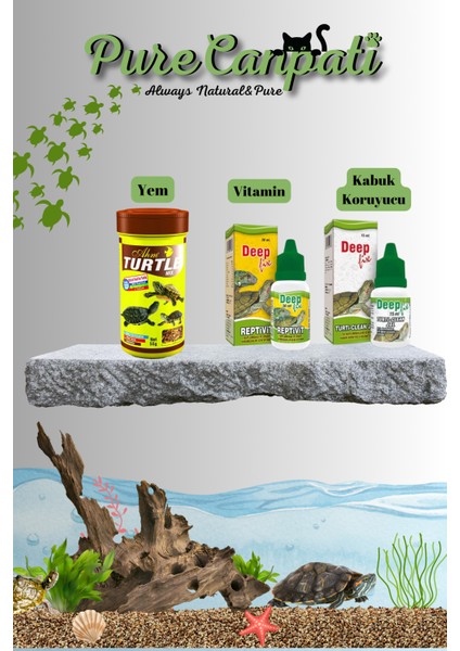 Kaplumbağa Yem Ve Bakım Seti(Vitamin,Kabuk Koruyucu)