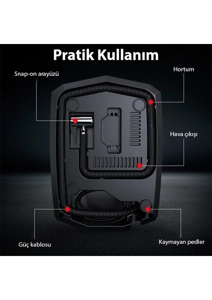 ST-5002 Dijital Basınç Göstergeli Oto Lastik Şişirme Pompası Hava Kompresörü