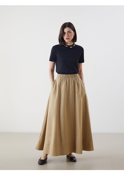 Lcw Modest Beli Lastikli Poplin Kloş Etek (S5)