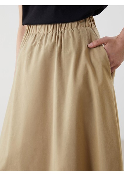 Lcw Modest Beli Lastikli Poplin Kloş Etek (S5)