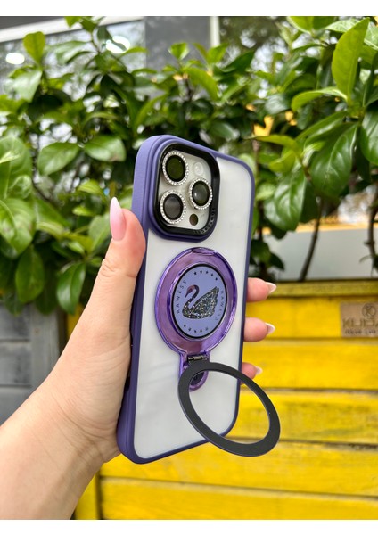 Apple iPhone 14 Pro Uyumlu Magsafe ve Stand Özellikli Swan Silikon Kılıf