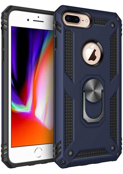 Apple iPhone 7 Plus Kılıf Mavi Panther Yüzüklü Silikon Orijinal Esnek Ince Geliştirilmiş Dayanıklı Darbe Karşıtı Koruyucu Yeni Nesil Tasarım (Apple iPhone 7 Plus ile Uyumlu, Mavi)