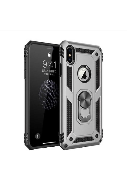 Apple iPhone x Kılıf Gri Panther Yüzüklü Silikon Orijinal Esnek Ince Geliştirilmiş Dayanıklı Darbe Karşıtı Koruyucu Yeni Nesil Tasarım (Apple iPhone x ile Uyumlu, Gri)