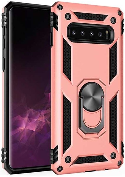Samsung Galaxy S10 Plus Rose Gold Panther Yüzüklü Silikon Orijinal Esnek Ince Geliştirilmiş Dayanıklı Darbe Karşıtı Koruyucu Yeni Nesil Tasarım (Samsung Galaxy S10 Plus, Rose Gold)