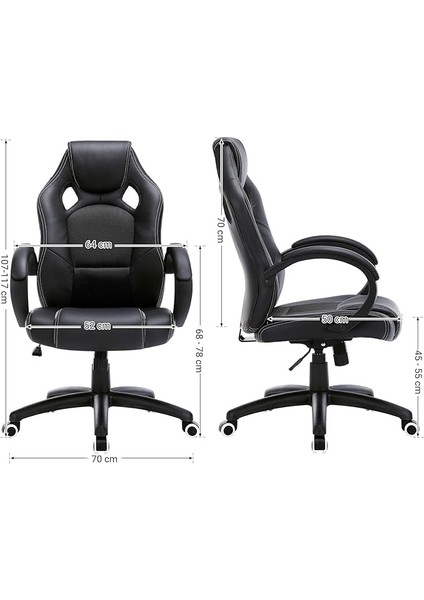 Songmıcs Ofis ve Oyun Sandalyesi, Ergonomik, Yükseltilmiş Dönel Koltuk, Siyah, 70D x 66G x 117Y cm fiyatları
