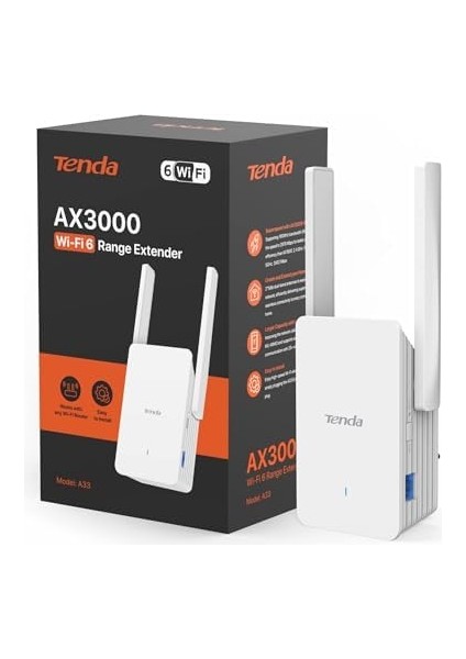 Menashop Metrashop A33 AX3000 Wi-Fi 6 Tekrarlayıcı, Wifi Sinyal , 2.4ghz/5ghz Çift Bant, Yönlendiricilerle Uyumlu Wi-Fi Genişletici, Ap Modu, Wps Düğmesi, Akıllı LED Sinyali Beyaz