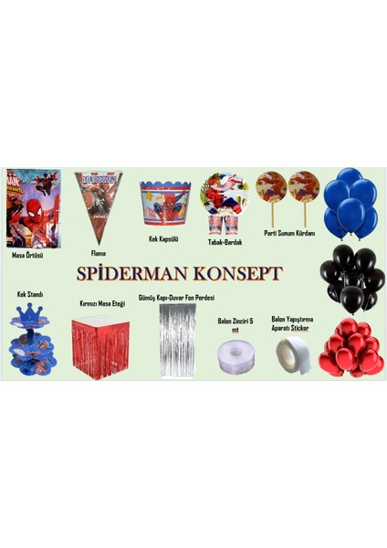 Spiderman Temalı Doğum Günü Set