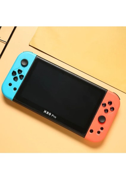 X80 7.0 Inç Hd Ekranlı El Oyun Konsolu 20000 Oyun Mavi Kırmızı