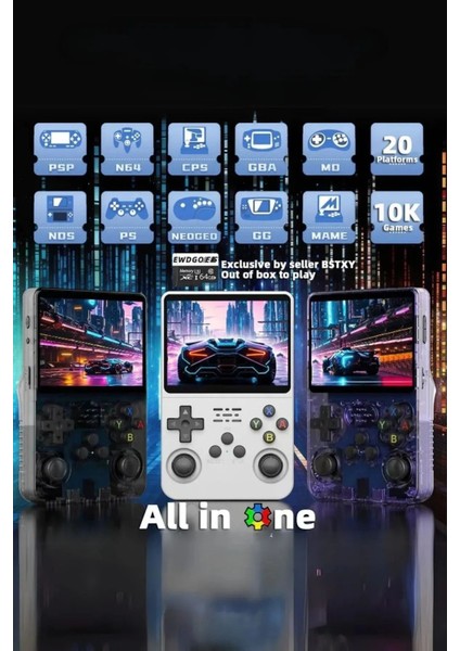 R36S Amoled Ekran 3.5 Inç Ekran Retro Handheld Video Oyunu Konsolu Mini Video Oynatıcı 15000 Oyun