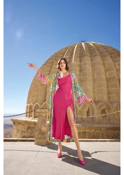 23000 Monamıse Kadın Çiçek ve Yaprak Desenli Sabahılk Takım indirimleri