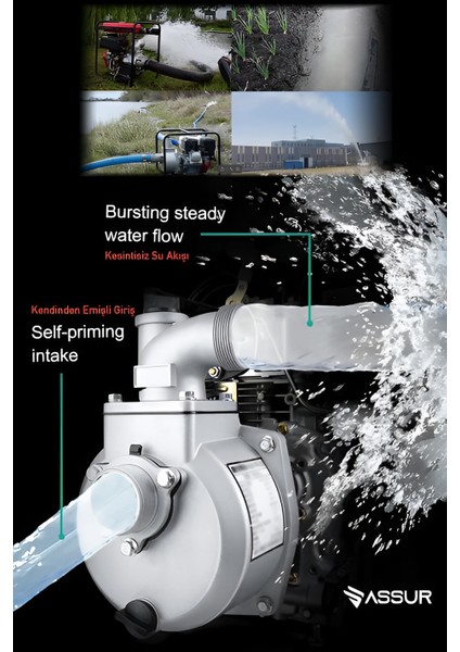 Assur Profesyonel 3 Inç Benzinli Su Pompası Motoru modelleri