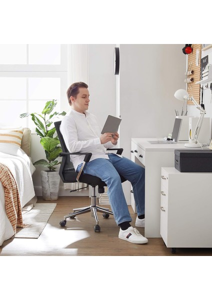 Songmıcs Ofis Koltuğu, File Sırtlık, Ergonomik Yönetici Sandalyesi, Ayarlanabilir Yükseltilmiş Rocker Fonksiyonu, Siyah, 61D x 55G x 102Y cm