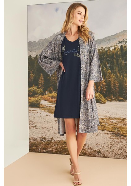 Monamise 23167 Kadın Yaprak Desenli Romantic Life Sabahlık Takım fiyatları