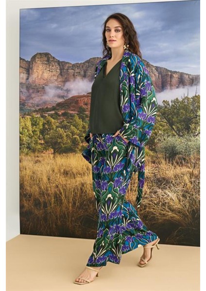 36136 Monamise Kadın Çiçek Desenli 3'lü Pijama Takımı fırsatları