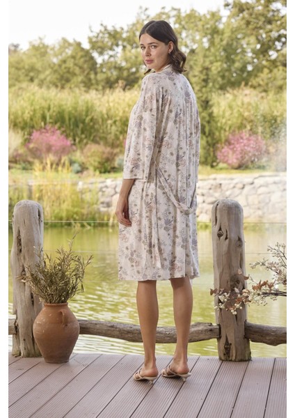 24072 Monamise Kadın Çiçek Desenli ve Dantelli Sabahlık Takım fırsatları