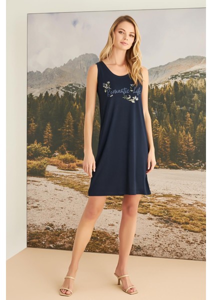 Monamise 23167 Kadın Yaprak Desenli Romantic Life Sabahlık Takım