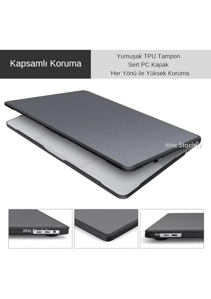 Macbook Pro 13INÇ M1-M2, Tpu Outdoor A1706 A1708 A1989 A2159 A2251 A2289 A2338 ile Uyumlu Siyah