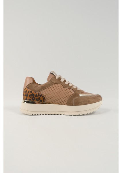 Lavinia Bej Desenli Deri Kadın Sneakers, Deri, Günlük Ayakkabı, Spor Ayakkabı 25081