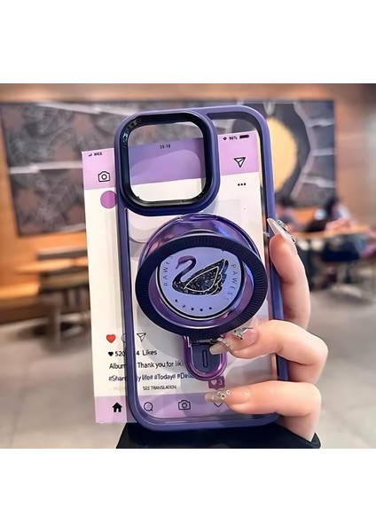 Apple iPhone 16 Uyumlu Magsafe ve Stand Özellikli Swan Silikon Kılıf