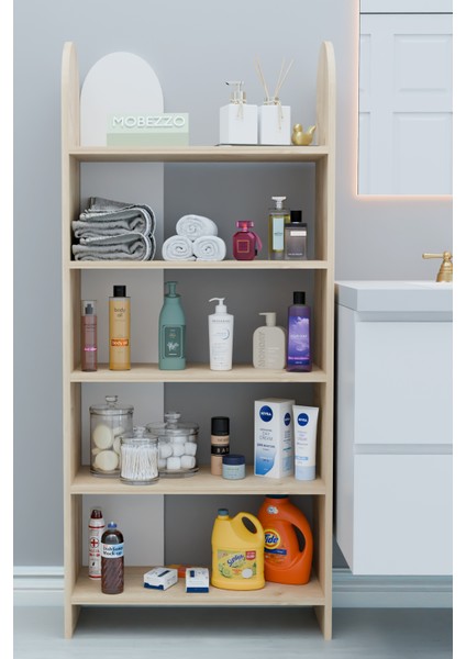 5 Raflı Modern Banyo Düzenleyici Raf Ünitesi Çok Amaçlı Depolama Rafı Havluluk Organizer Dolap