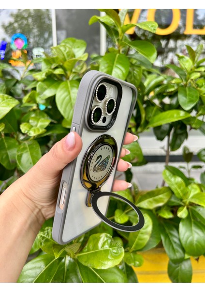 Apple iPhone 16 Pro Uyumlu Magsafe ve Stand Özellikli Swan Silikon Kılıf