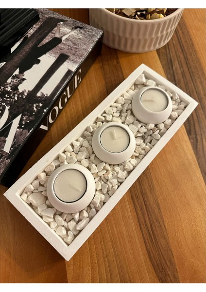 Dekoratif Tabaklı Beton Mumluk ve Tealight Mumluk Hediyelik Dekorasyon Seti fiyatları