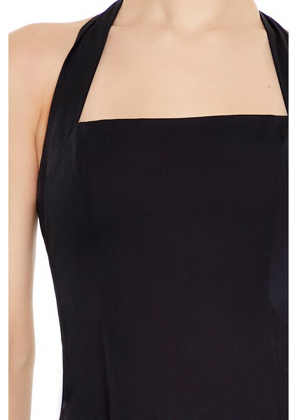 F21 Halter Yaka Fırfır Detaylı Mini Elbise