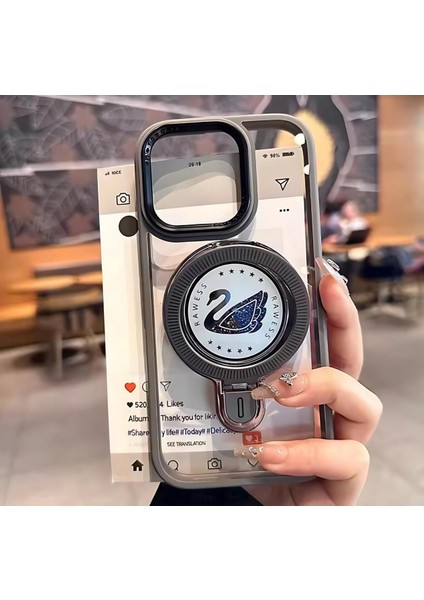 Apple iPhone 16 Pro Max Uyumlu Magsafe ve Stand Özellikli Swan Silikon Kılıf