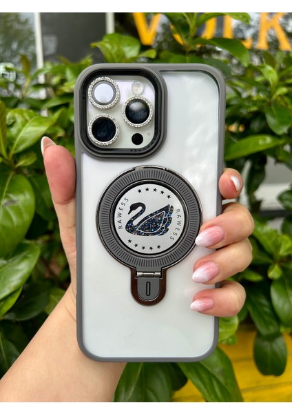 Apple iPhone 16 Pro Max Uyumlu Magsafe ve Stand Özellikli Swan Silikon Kılıf