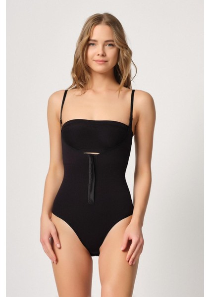 Miraxx Siyah Mı Emay 2043 Göğsü Açık Agraflı Body Korse