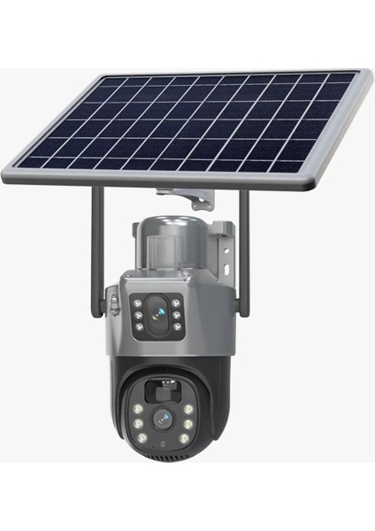 Pro 4g Sim Kartlı 4mp 2 Kameralı Solar Panelli Güneş Enerjili Dönebilen Kablosuz Su Geçirmez Kamera
