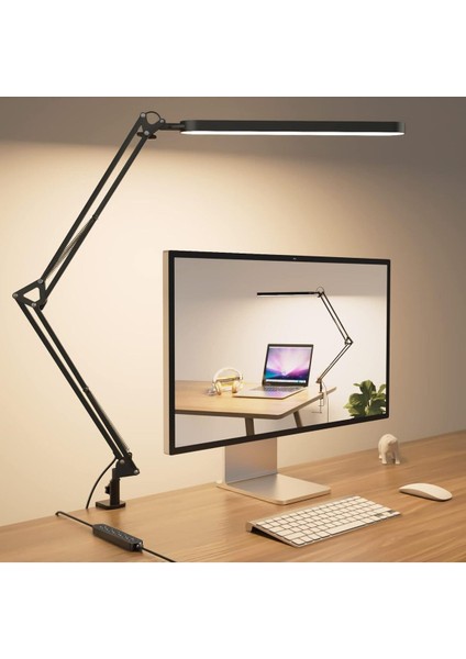Katlanabilir LED Masa Lambası | 3 Işık Modu | USB Bağlantılı | Mengeneli Metal Gövde